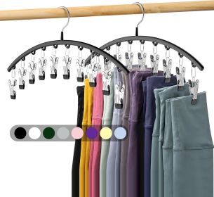 Legging Organizer for Closet, Metal Yoga Pants Hangers 2 Pack w/10 Clips Holds 20 Leggings