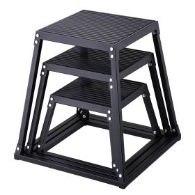 Plyometric Jump Boxes, 12/18/24 Inch Plyo Box, Platform and Jumping Agility Box, Anti-Slip Fitness Exercise Step Up Box Set for Home Gym Training