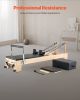 Pilates Reformer Machine, Wooden Pilates Workout Equipment for Home Gym Studio Use, Pilates Bed with Dual Resistance- Spring & Cord