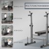 Adjustable Weight Bench, Foldable Bench Press with Barbell Rack and Dip Station for Home Gym, Strength Training Multiuse Workout Bench, Black and Grey