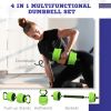 44lbs 4-in-1 Adjustable Weight Dumbbell Set, Barbell, Kettlebell, Push Up Stand, Green