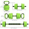 88lbs 4-in-1 Adjustable Weight Dumbbell Set, Barbell, Kettlebell, Push Up Stand, Green