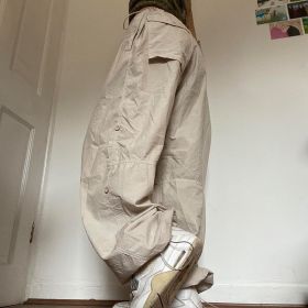 Women Casual Joggers Tech Pants Oversized Solid Low Waist Drawstring Baggy Trousers Y2K Fashion Wide Leg Cargo Pants Streetwear (Color: APRICOT, size: L)