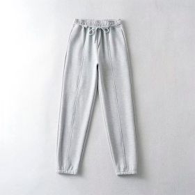 Drawstring High Waist Women's Pants Solid Loose Lace Up Joggers Sweatpants Female 2021 Spring Lady Casual Sportwear Fashion Pant (Color: Gray, size: S)
