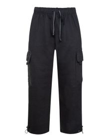 Heavyweight Fleece Cargo Pants (Color: Black, size: S)