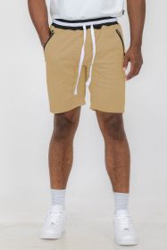 Weiv Mens French Terry Sweat Short (Color: Khaki, size: 2XL)
