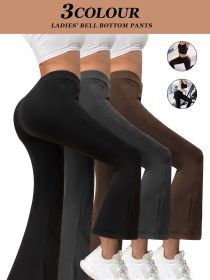 3pcs Butt-Lifting Flare Yoga Pants – High Waist, Ultra Stretch, Naked Feel Leggings for Women (Color: Three colors, size: S)