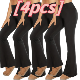 4pcs Butt-Lifting Flare Yoga Pants – High Waist, Ultra Stretch, Naked Feel Leggings for Women (Color: Black four-day pack, size: M)