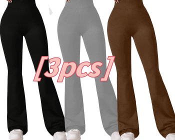 3pcs High-Waisted Flare Sharkskin Leggings – Slim Fit, Lightweight & Sculpting Yoga Pants (Color: A set of three colors, size: S)